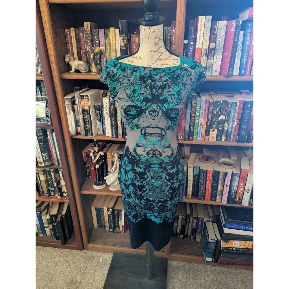 Roberto Cavalli Multicolor Printed Boat Neck Flounce Dress Women's Size 40 8/10